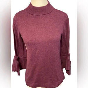 Purple LOFT outlet sweater. Faux turtleneck, fun pleated sleeve detail.